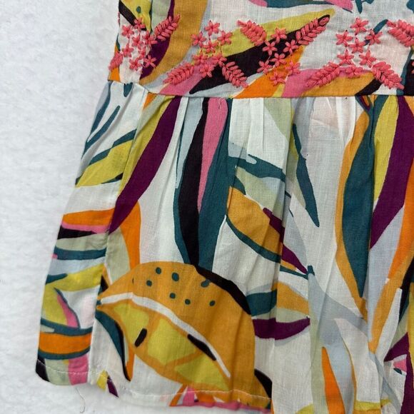 C&C California Wrap Mini Skirt Womens L Boho Resort Colorful Ruffle Embroidered - Picture 5 of 11